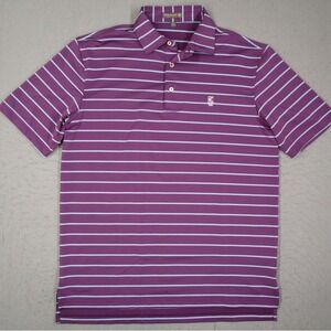 Peter Millar Summer Comfort Polo Shirt Mens Medium Purple Striped Exmoor CC Golf